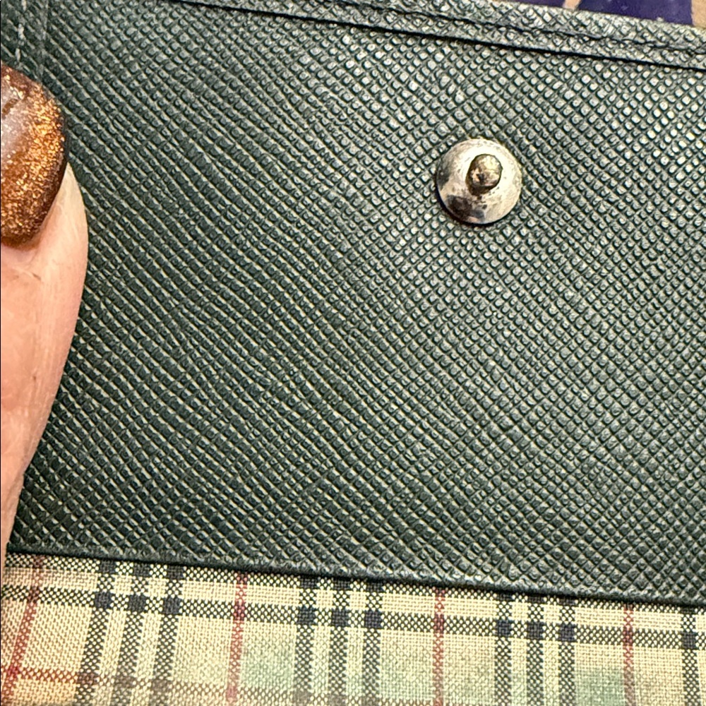 Burberry Saffiano Leather Compact Bifold Flap Wallet - Forest Green - Picture 3 of 7